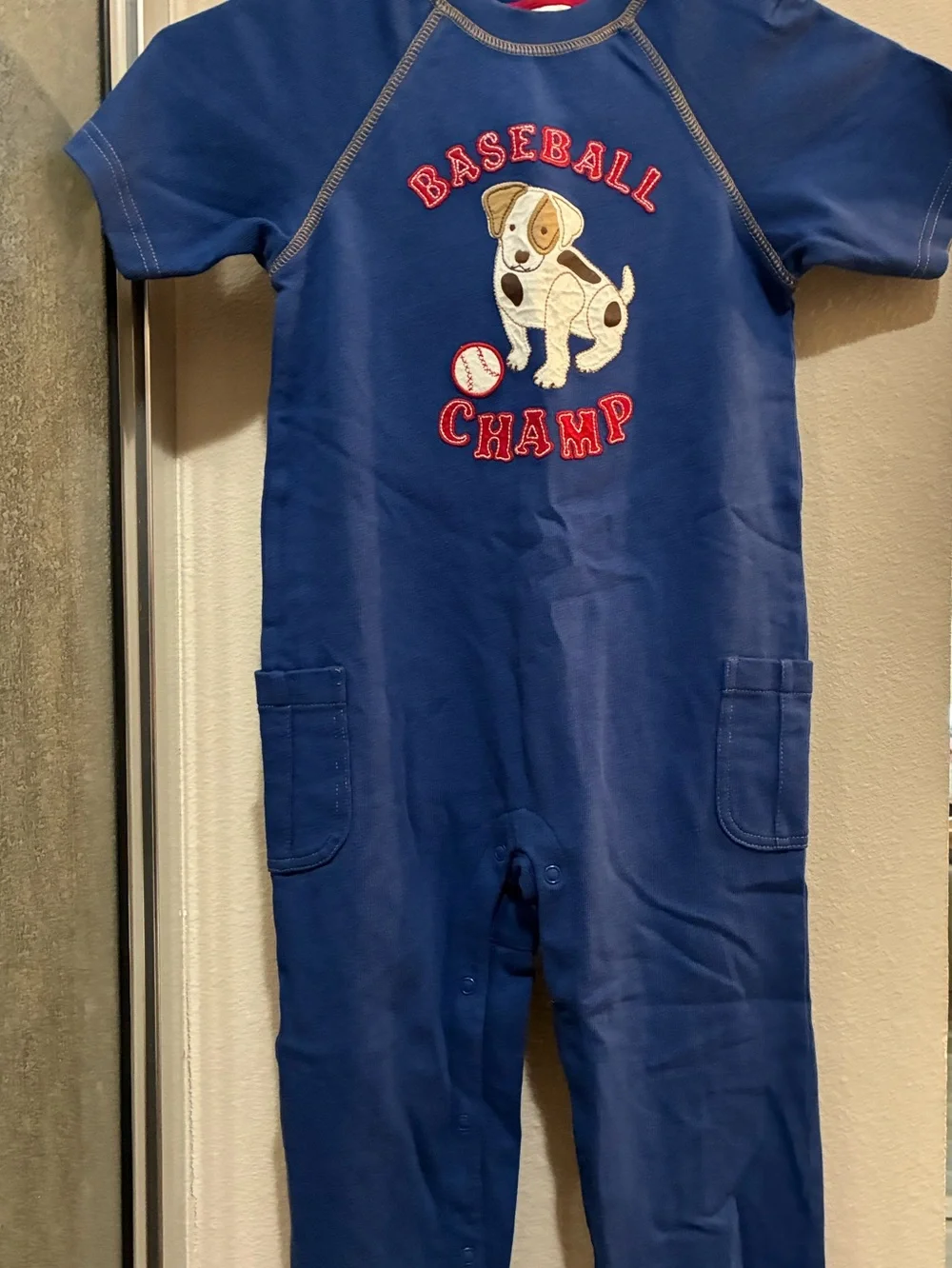 Gymboree Royal Blue 'Baseball Champ' Puppy Romper